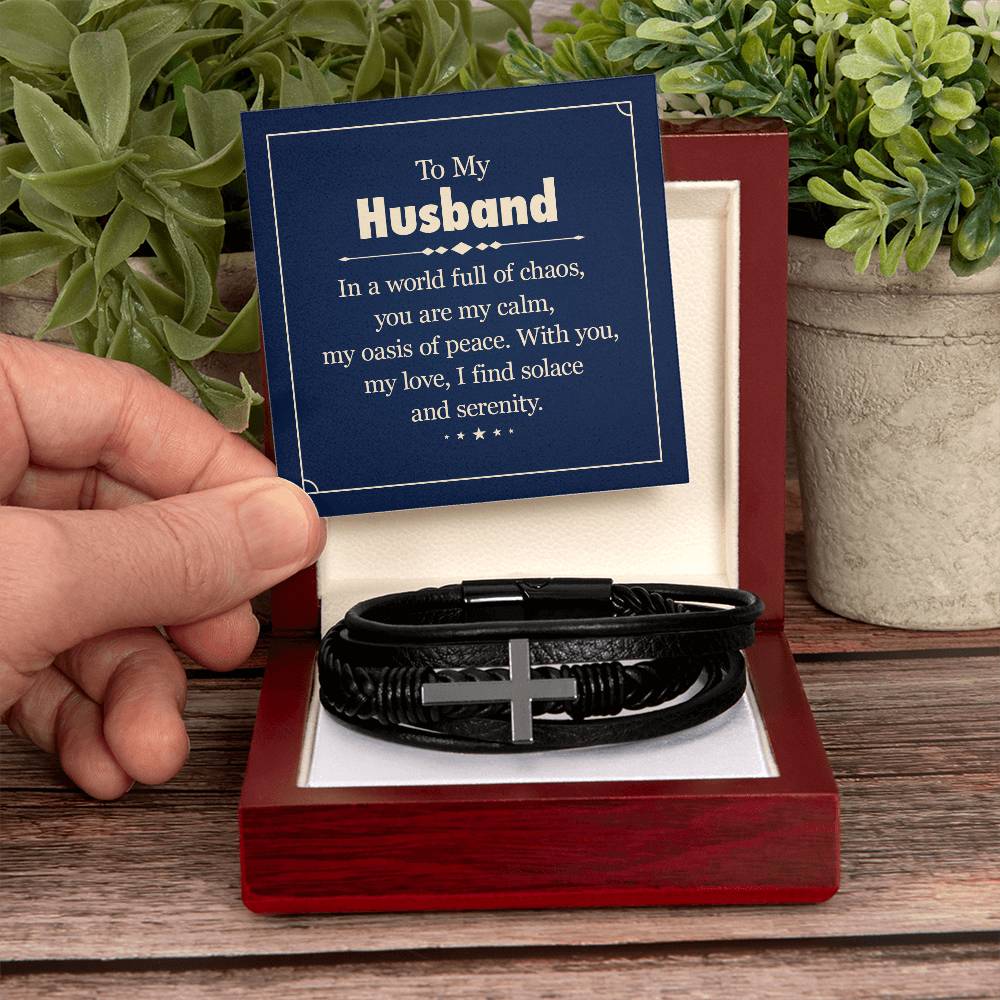 To My Husband, Men's Cross Bracelet