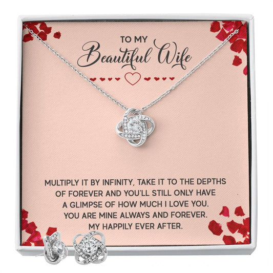 To My Beautiful Wife, Love Knot Earring & Necklace Set