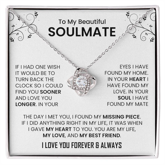 To  My Beautiful Soulmate | I Love You, Forever & Always - Love Knot Necklace