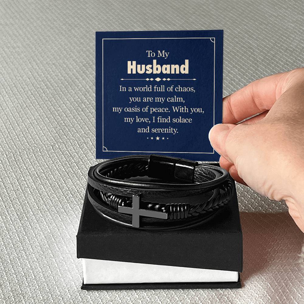 To My Husband, Men's Cross Bracelet